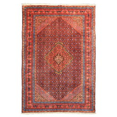 6x9 Navy, Orange, Blue Color Hand Knotted Meshkin Wool Traditional Oriental Rug