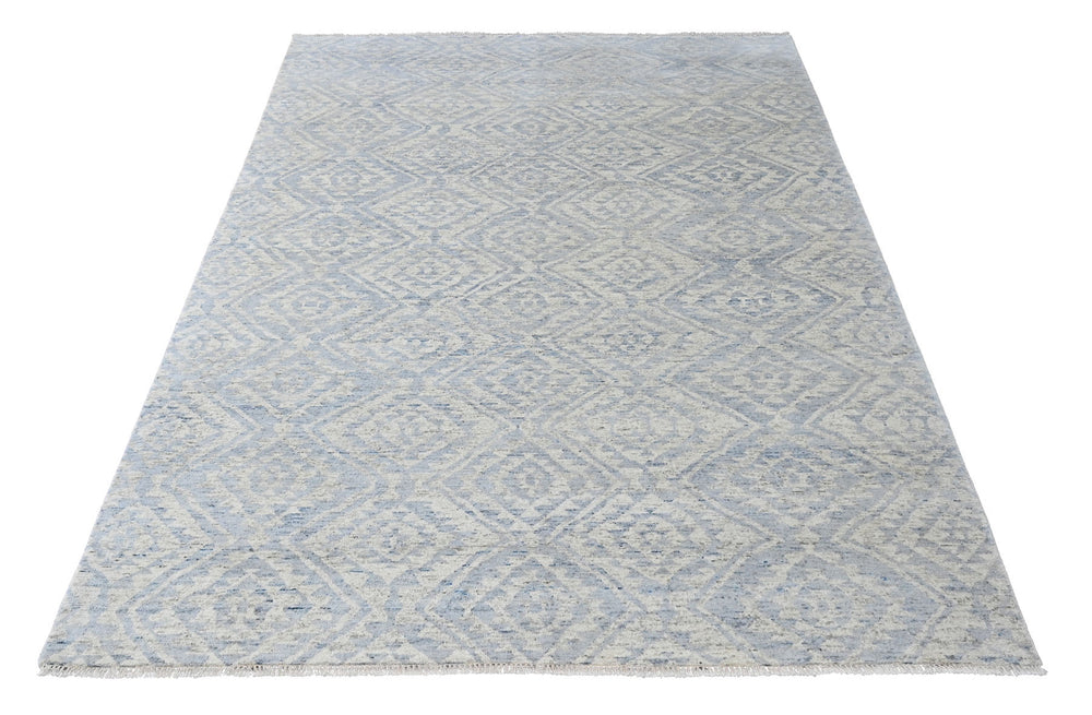 Multi Size Gray Blue Color Hand Knotted Oushak Wool  Oriental Rug