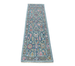 Multi Size Teal Blush Green Color Hand Knotted Oushak Wool  Oriental Rug