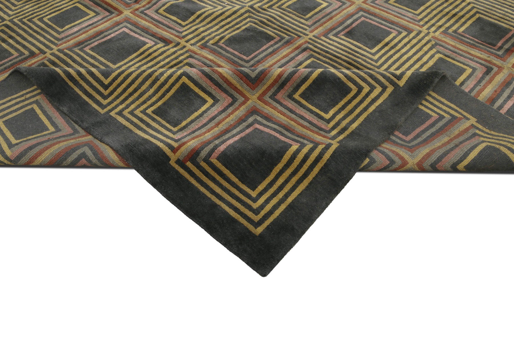 Knotted Rug Dark Olive Mustard Hand Knotted 17'7''x25'6'' Palace Size Aga John Modern Contemporary Tibetan 100% Wool Oriental Area Rug