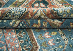 12x15 Blue, Rose, Green Color Hand Knotted Oushak Wool Traditional Oriental Rug