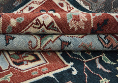 9x12 Blue, Slate, Burnt Orange Color Hand Knotted Oushak Wool  Oriental Rug