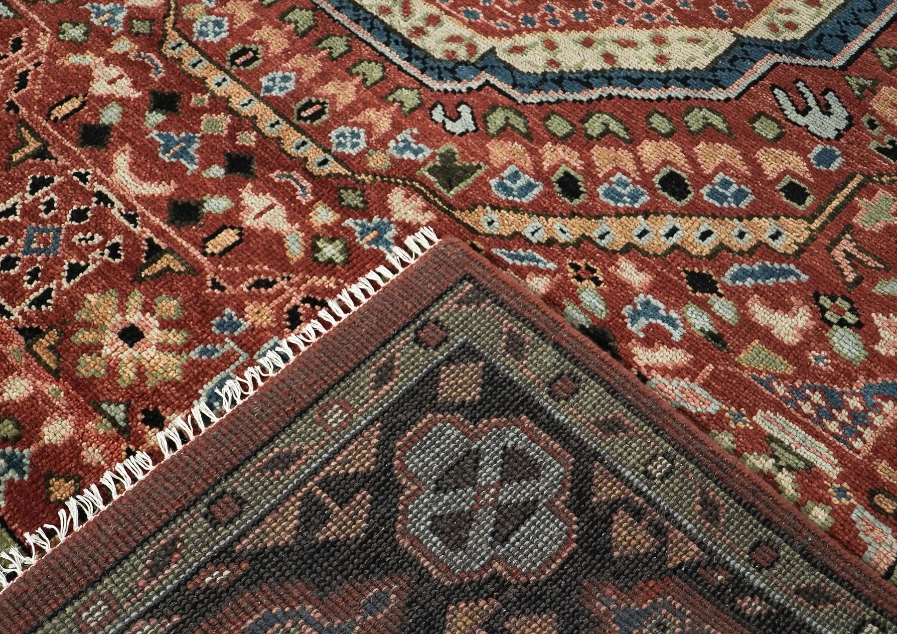 9x12 Rust, Sage, Beige Color Hand Knotted Oushak Wool Traditional Oriental Rug
