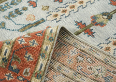 5x8 Gray, Blue, Burnt Orange Go Color Hand Knotted Oushak Wool Transitional Oriental Rug