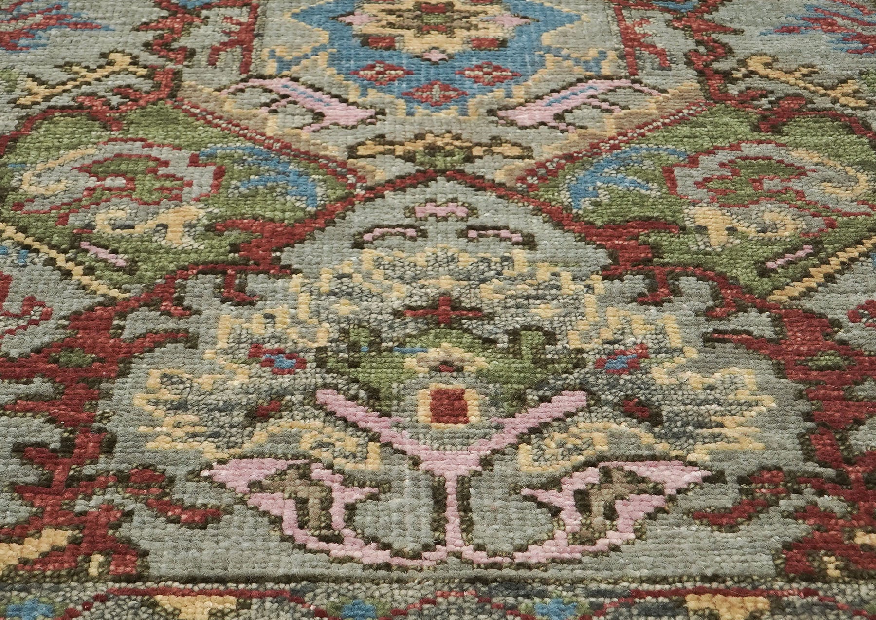 5x8 Moss, Gray, Rust Color Hand Knotted Oushak Wool  Oriental Rug