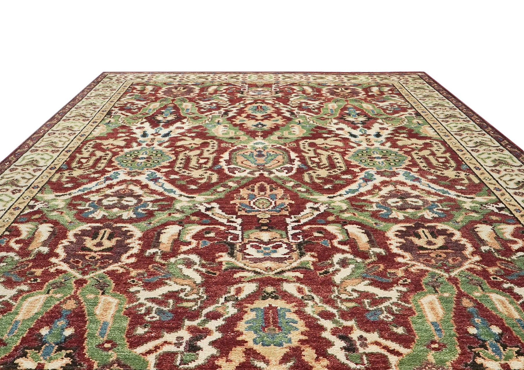 9x12 Rust, Lime, Ivory Color Hand Knotted Oushak Wool  Oriental Rug