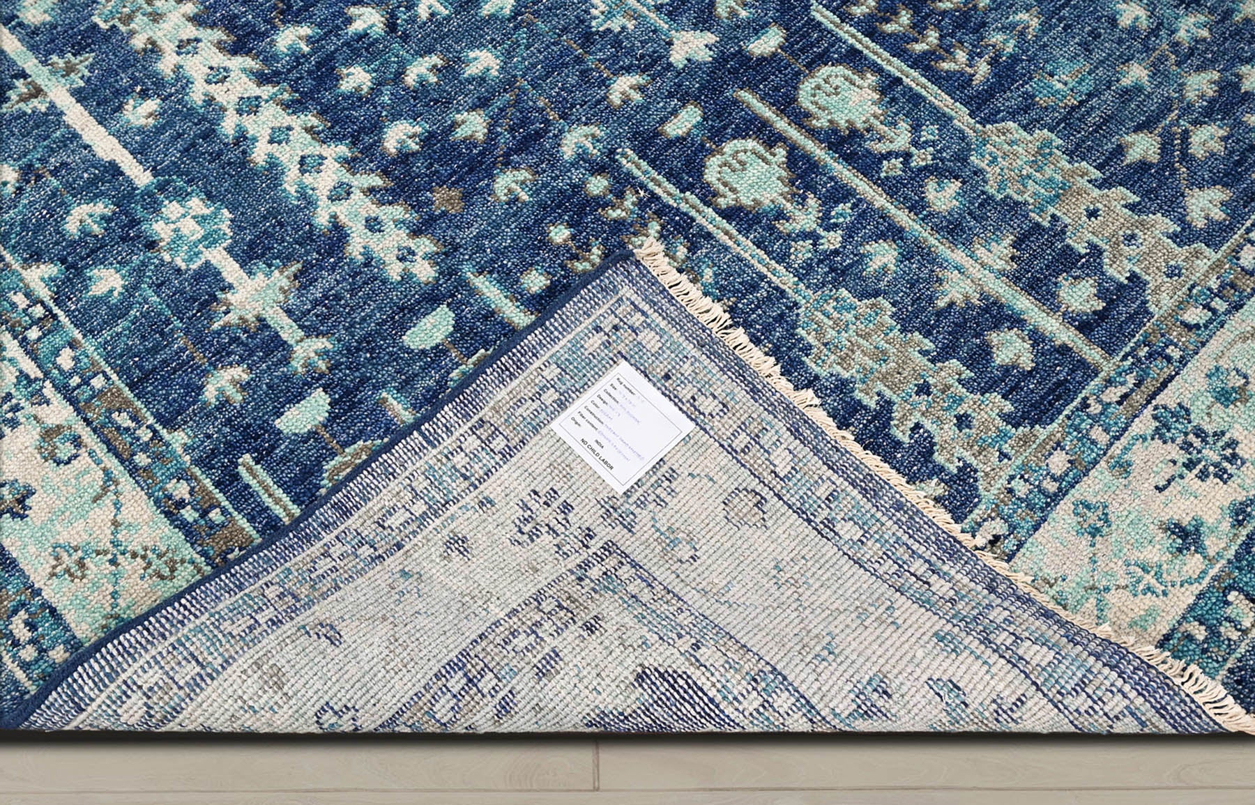 Multi Size Blue Aqua Beige Color Hand Knotted Indo Oushak Wool Traditional Oriental Rug