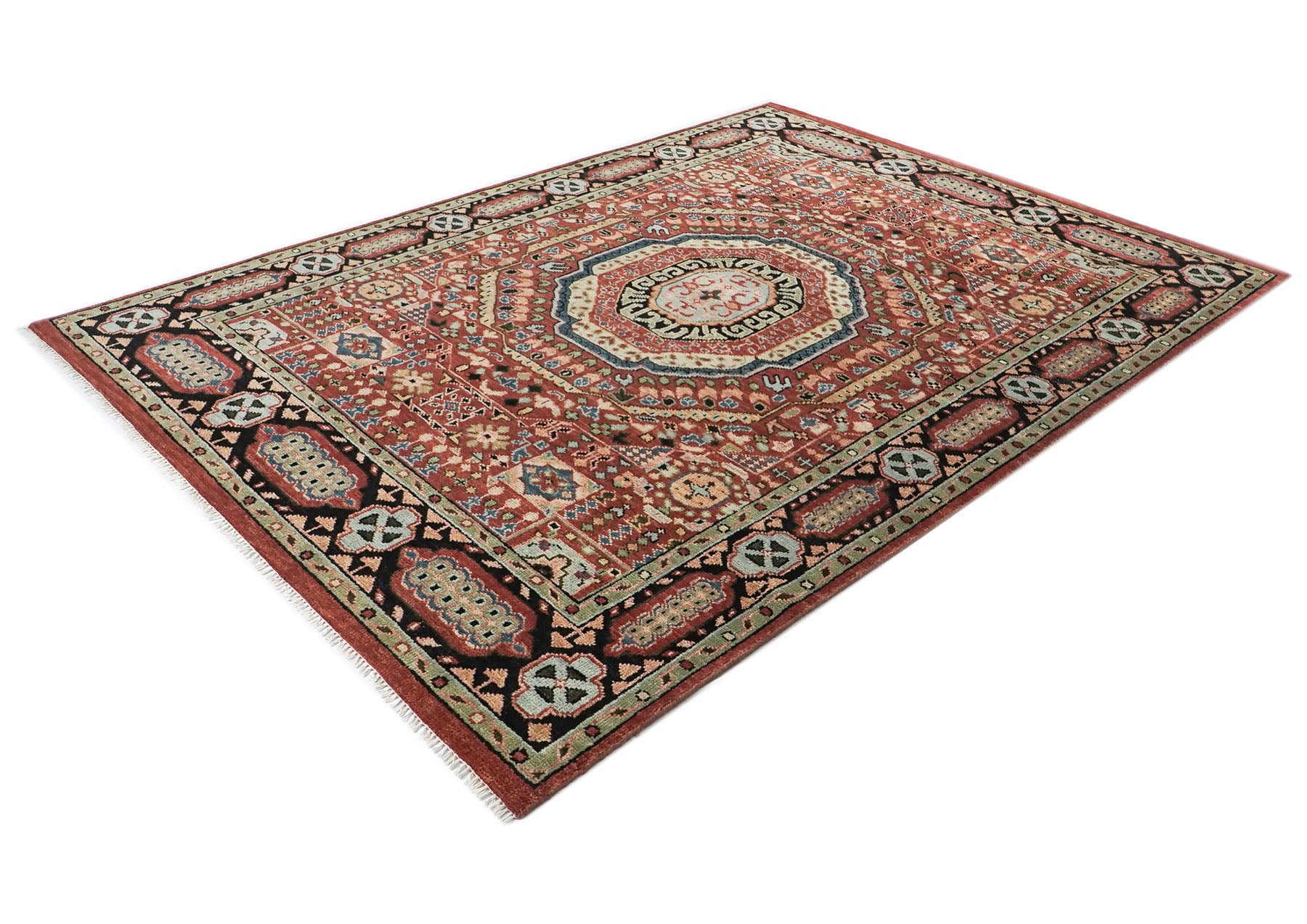 9x12 Rust, Sage, Beige Color Hand Knotted Oushak Wool Traditional Oriental Rug