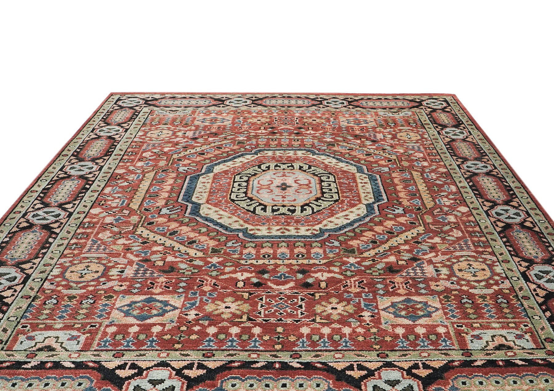 9x12 Rust, Sage, Beige Color Hand Knotted Oushak Wool Traditional Oriental Rug