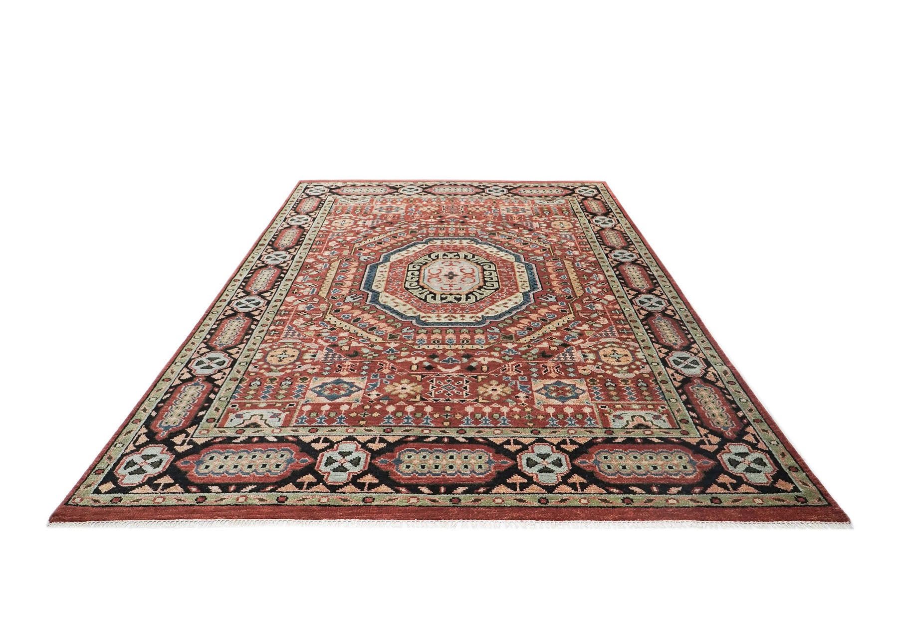 9x12 Rust, Sage, Beige Color Hand Knotted Oushak Wool Traditional Oriental Rug