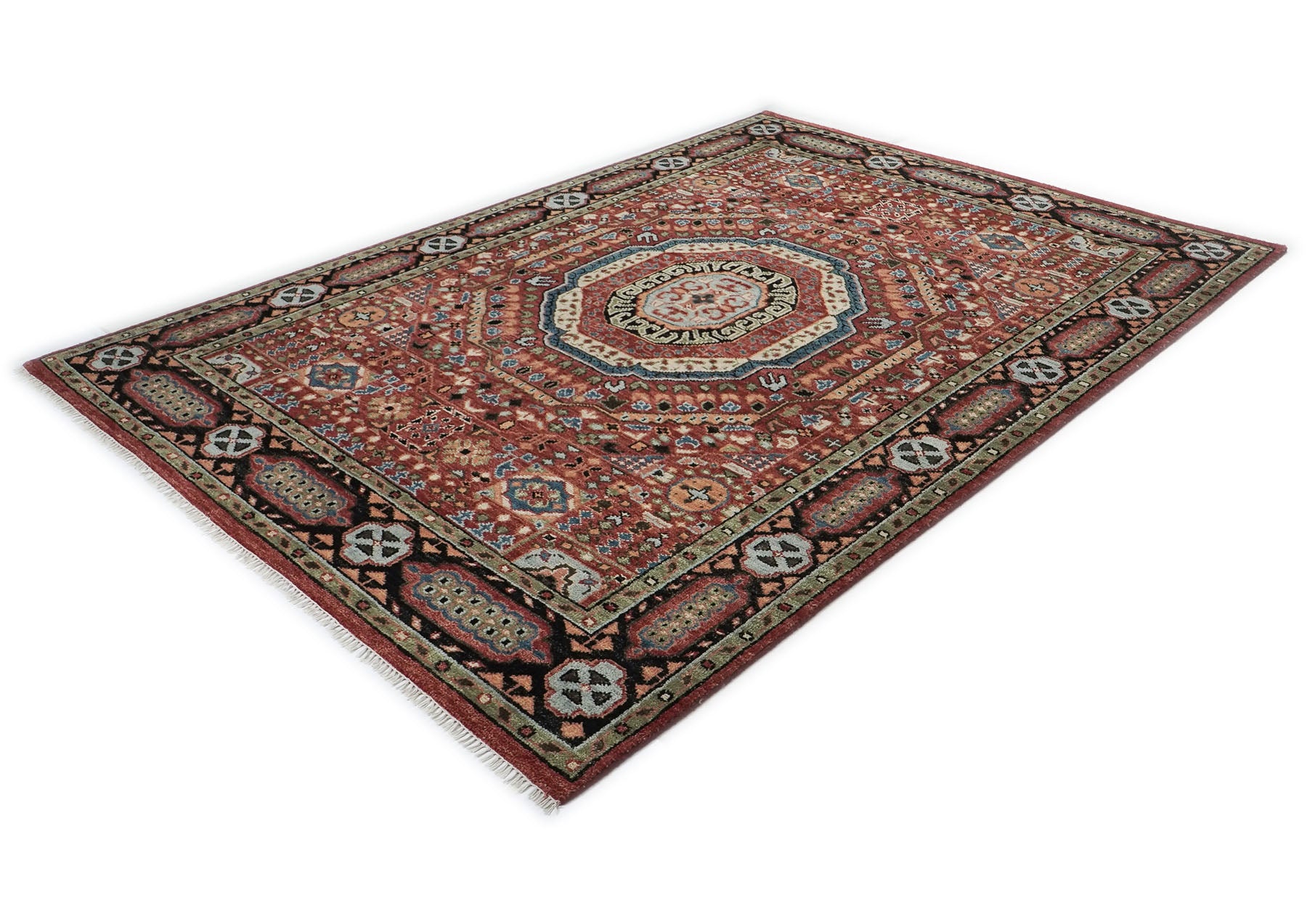 9x12 Rust, Sage, Blue Color Hand Knotted Oushak Wool Traditional Oriental Rug