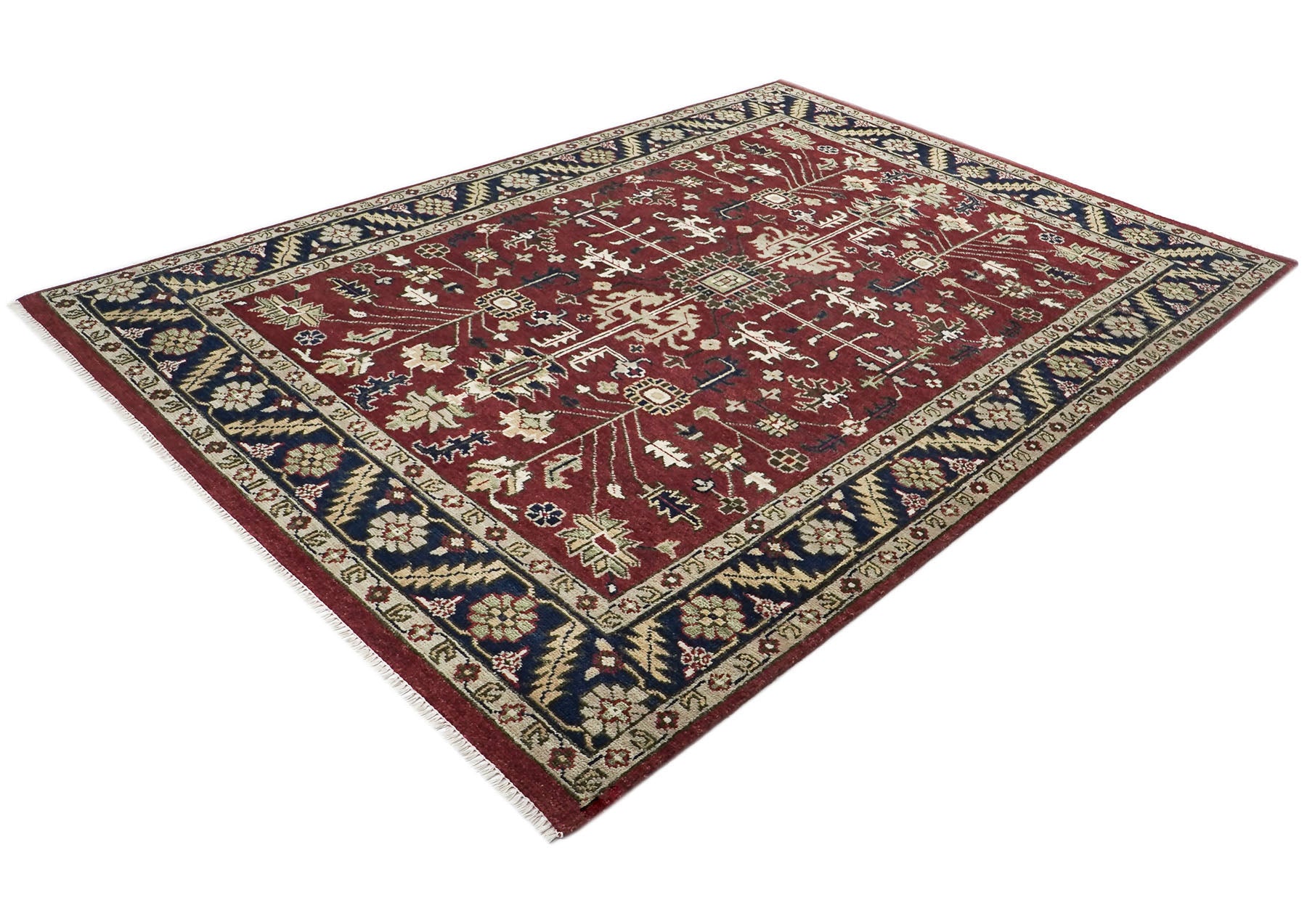9x12 Rust, Navy, Beige Color Hand Knotted Oushak Wool Traditional Oriental Rug