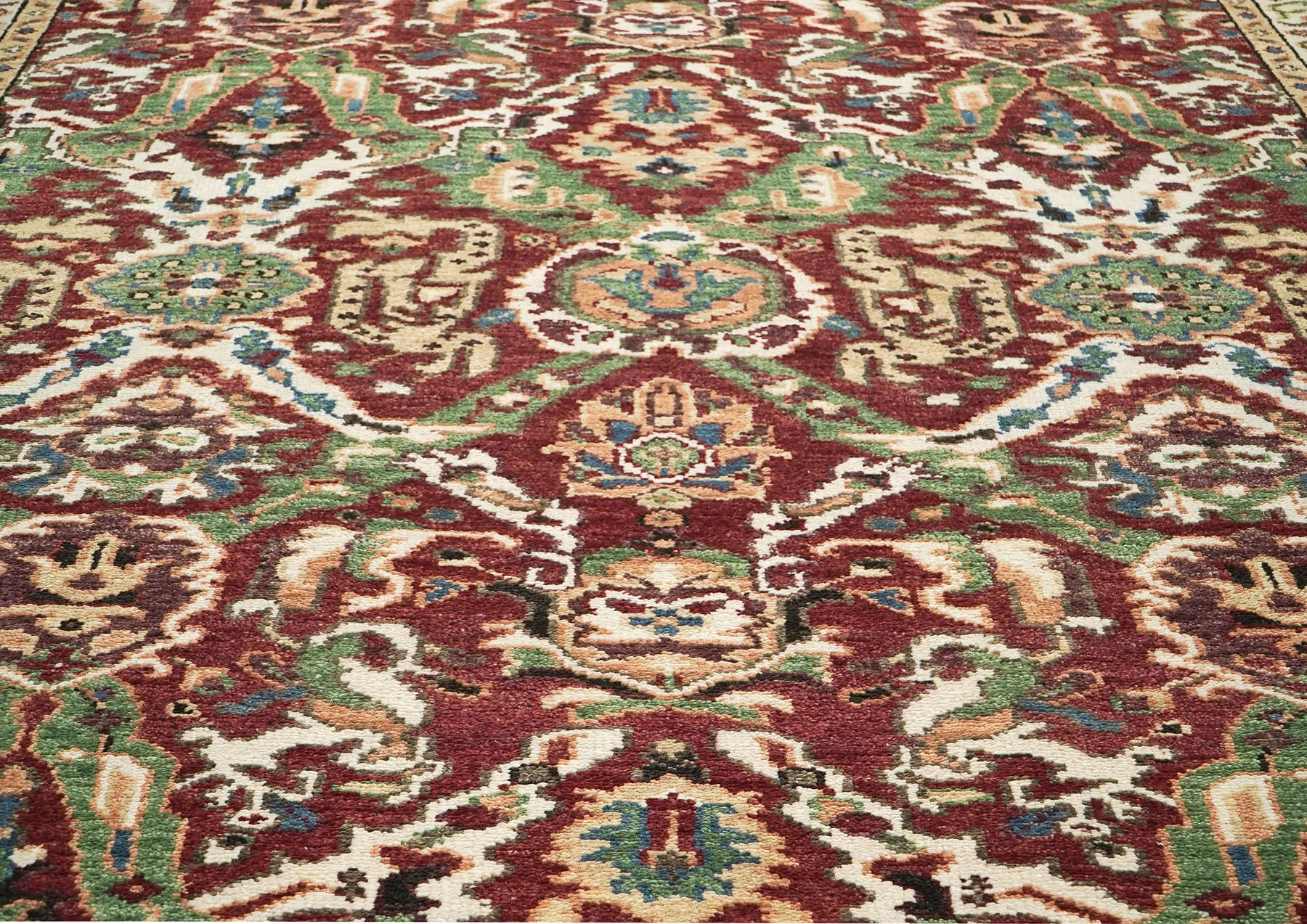 9x12 Rust, Lime, Ivory Color Hand Knotted Oushak Wool  Oriental Rug