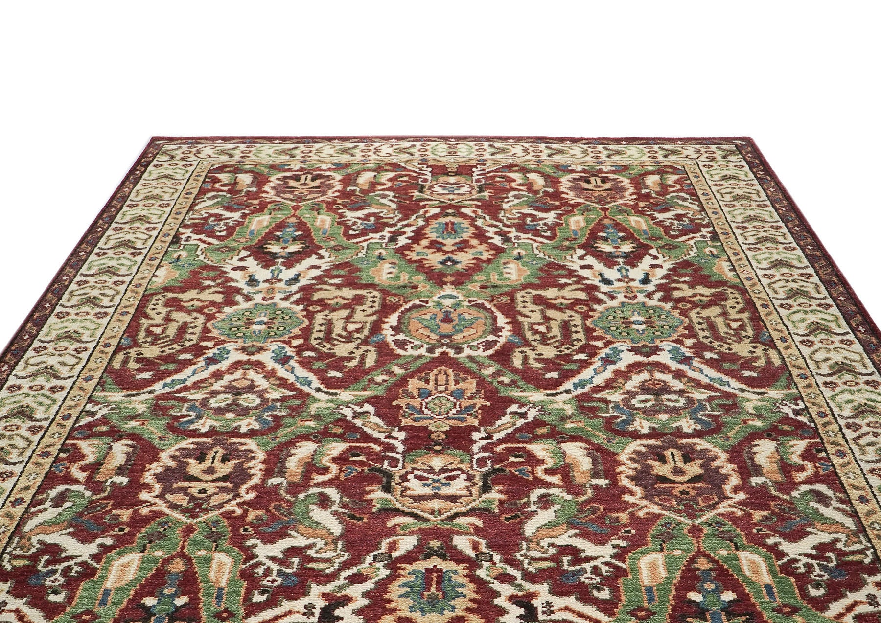 9x12 Rust, Lime, Ivory Color Hand Knotted Oushak Wool  Oriental Rug