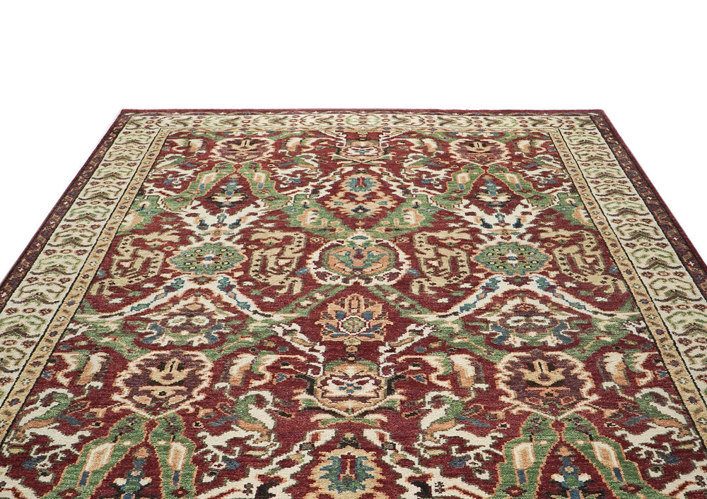 9x12 Rust, Lime, Ivory Color Hand Knotted Oushak Wool  Oriental Rug