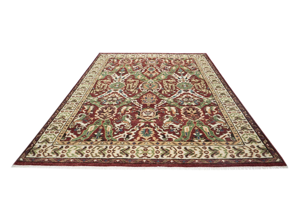 9x12 Rust, Lime, Ivory Color Hand Knotted Oushak Wool  Oriental Rug