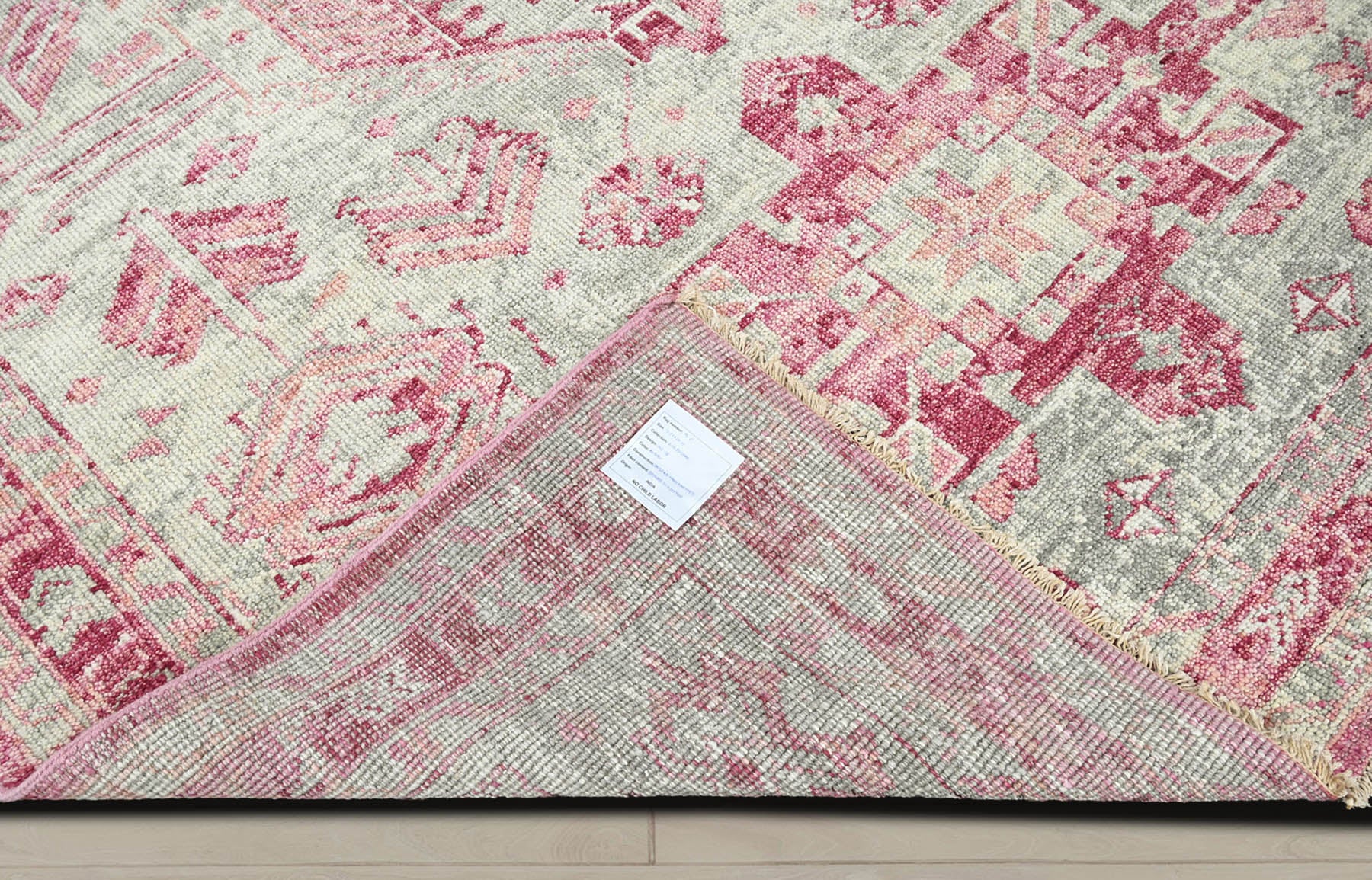 Multi Size Gray Beige Pink Color Hand Knotted Indo Oushak Wool Traditional Oriental Rug