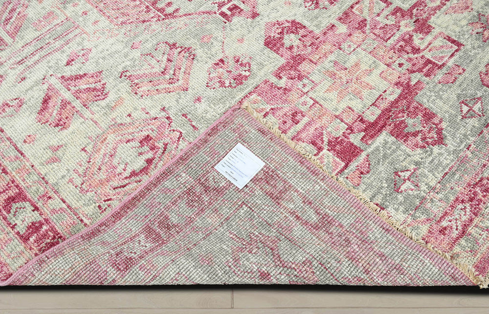Multi Size Gray Beige Pink Color Hand Knotted Indo Oushak Wool Traditional Oriental Rug