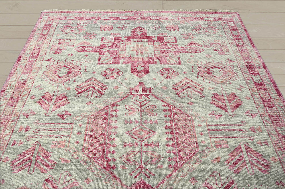 Multi Size Gray Beige Pink Color Hand Knotted Indo Oushak Wool Traditional Oriental Rug