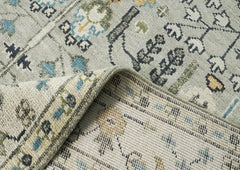 9x12 Gray, Beige, Blue Color Hand Knotted Oushak Wool Transitional Oriental Rug
