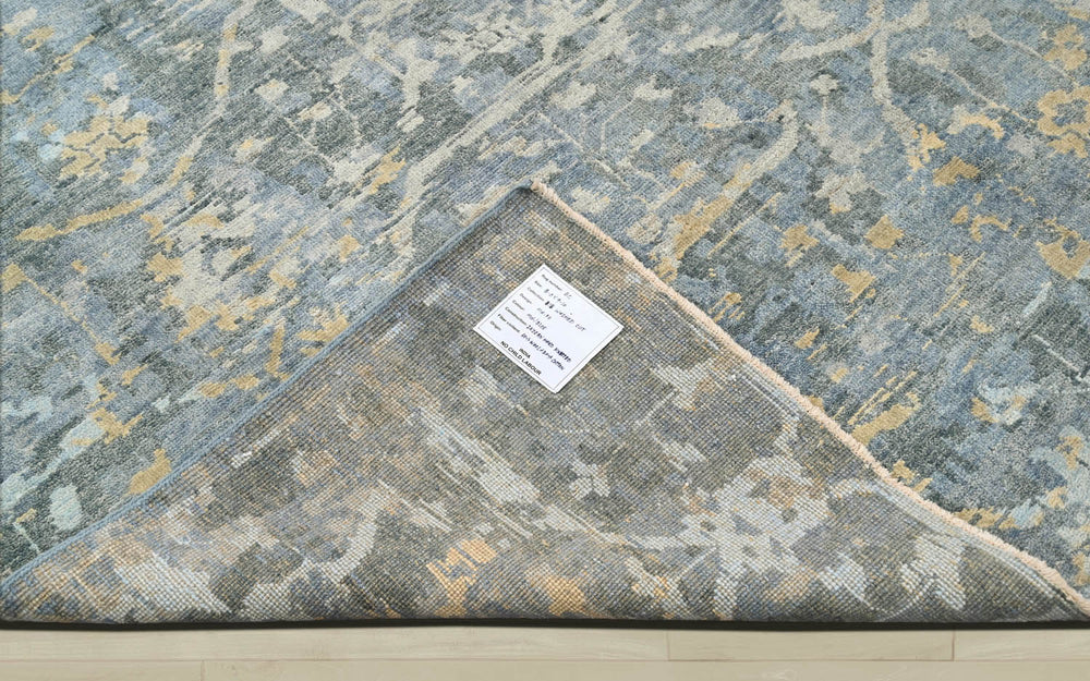 8x10 Gray, Beige, Light Gold Color Hand Knotted Oushak Wool Transitional Oriental Rug
