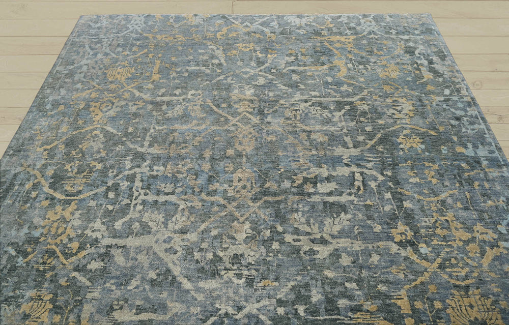 8x10 Gray, Beige, Light Gold Color Hand Knotted Oushak Wool Transitional Oriental Rug