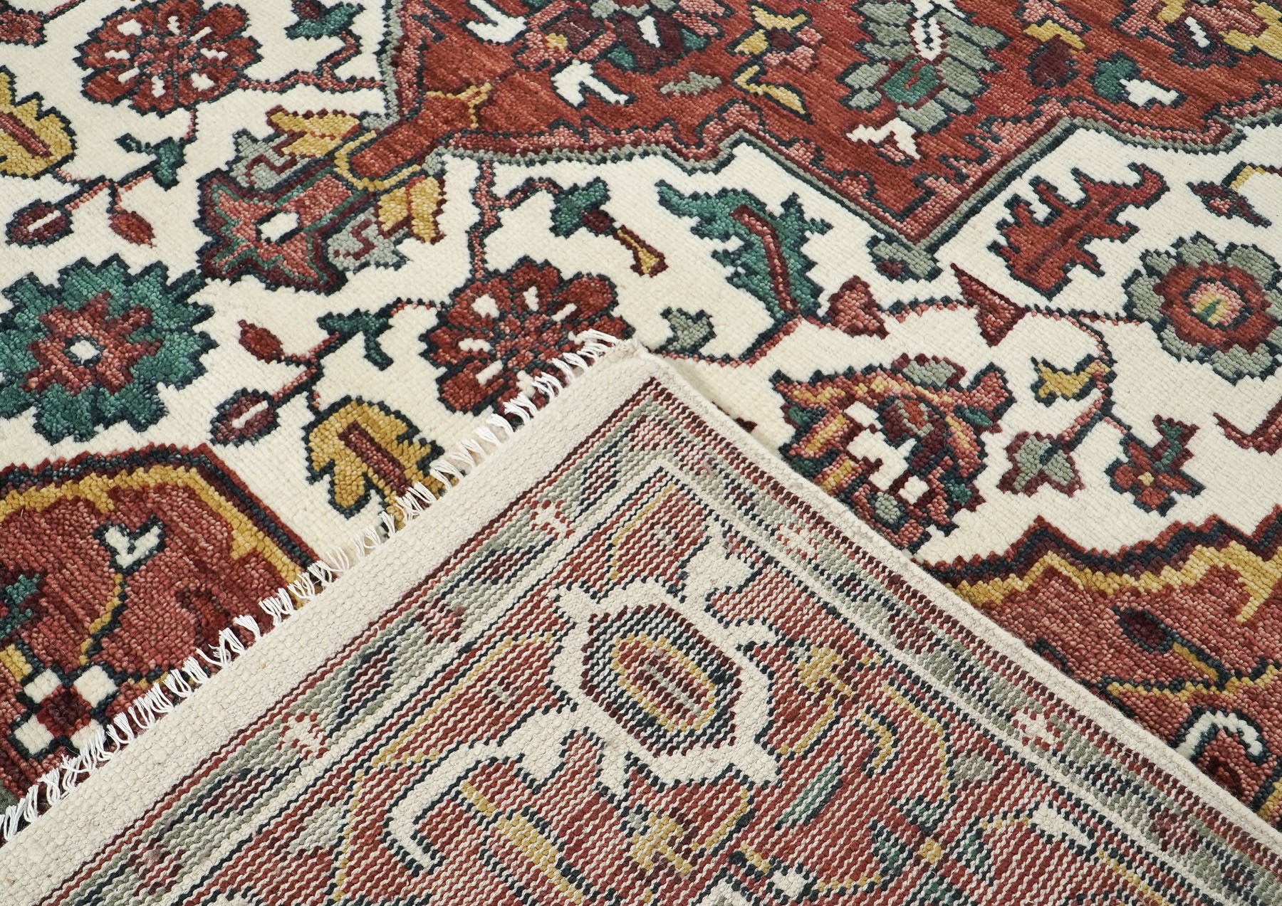 9x12 Ivory, Rust, Rose Color Hand Knotted Oushak Wool  Oriental Rug