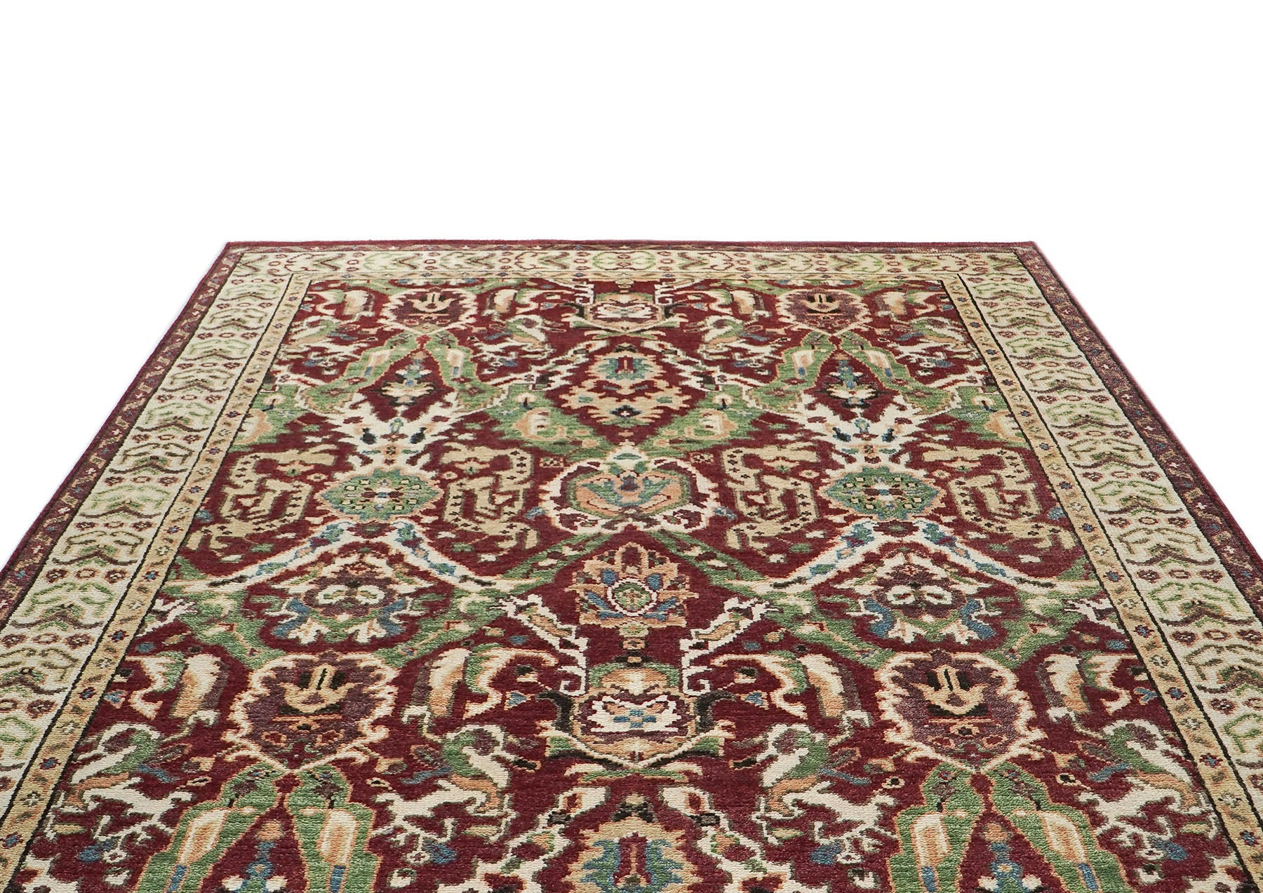 9x12 Rust, Lime, Ivory Color Hand Knotted Oushak Wool Transitional Oriental Rug