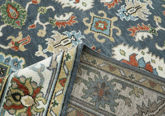 9x12 Blue, Ivory, Green Color Hand Knotted Oushak Wool  Oriental Rug