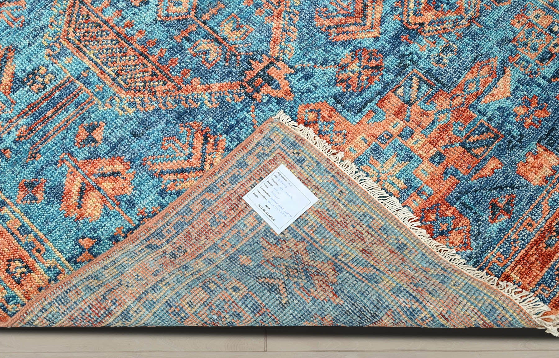 Multi Size Turquoise Burnt Orange Peach Color Hand Knotted Indo Oushak Wool Traditional Oriental Rug