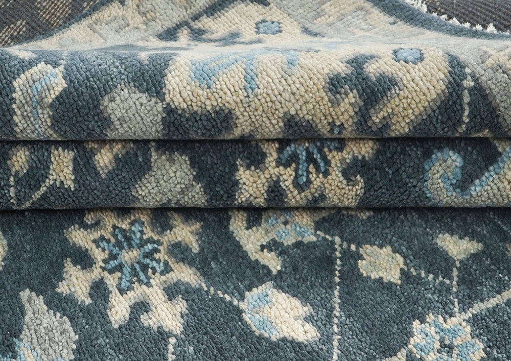 8x10 Slate, Gray, Beige Color Hand Knotted Oushak Wool  Oriental Rug