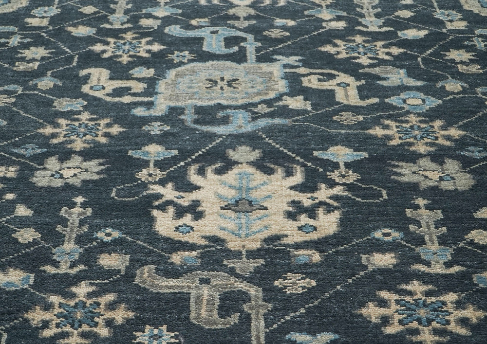 8x10 Slate, Gray, Beige Color Hand Knotted Oushak Wool  Oriental Rug