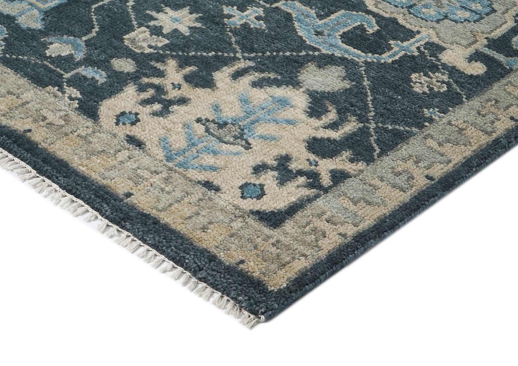 8x10 Slate, Gray, Beige Color Hand Knotted Oushak Wool  Oriental Rug