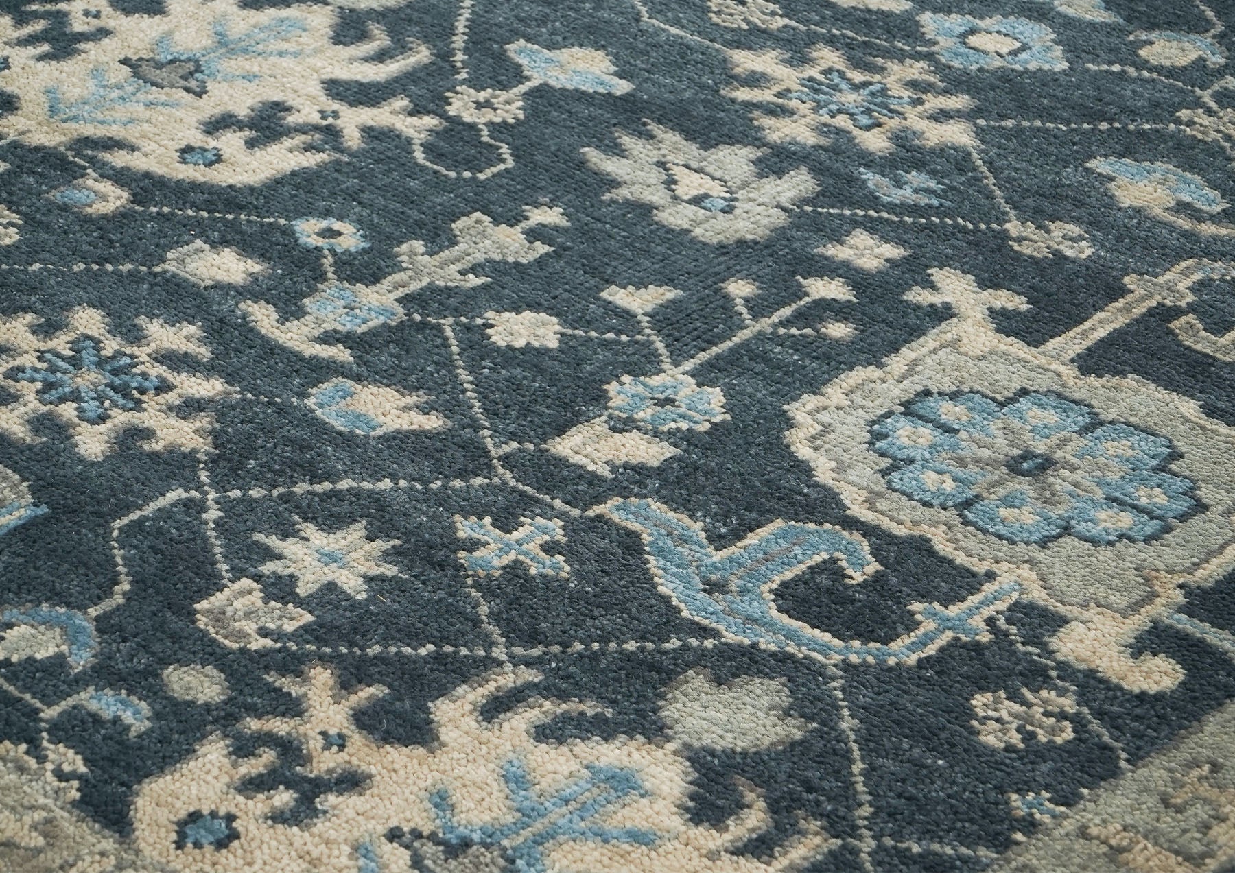 8x10 Slate, Gray, Beige Color Hand Knotted Oushak Wool  Oriental Rug