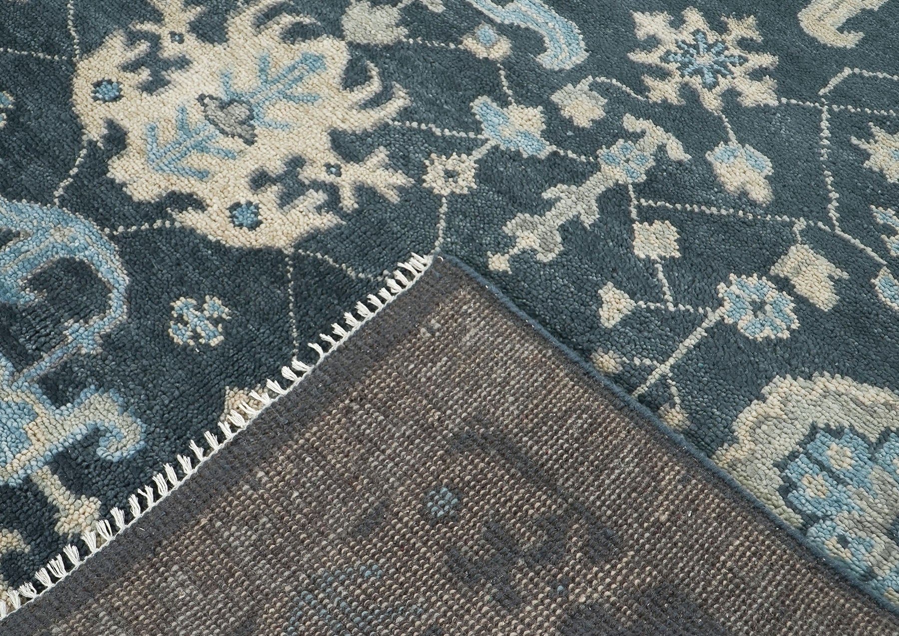 8x10 Slate, Gray, Beige Color Hand Knotted Oushak Wool  Oriental Rug