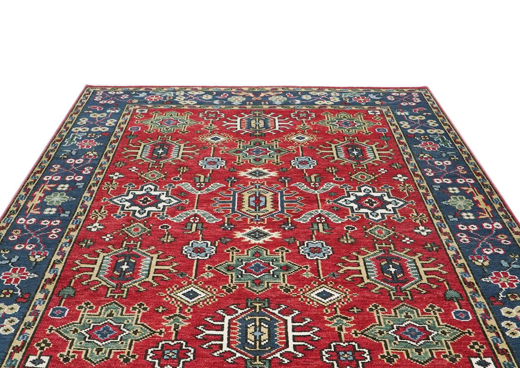 8x10 Red, Navy, Gold Color Hand Knotted Oushak Wool  Oriental Rug
