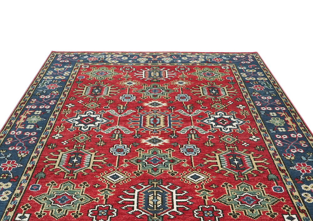 8x10 Red, Navy, Gold Color Hand Knotted Oushak Wool  Oriental Rug