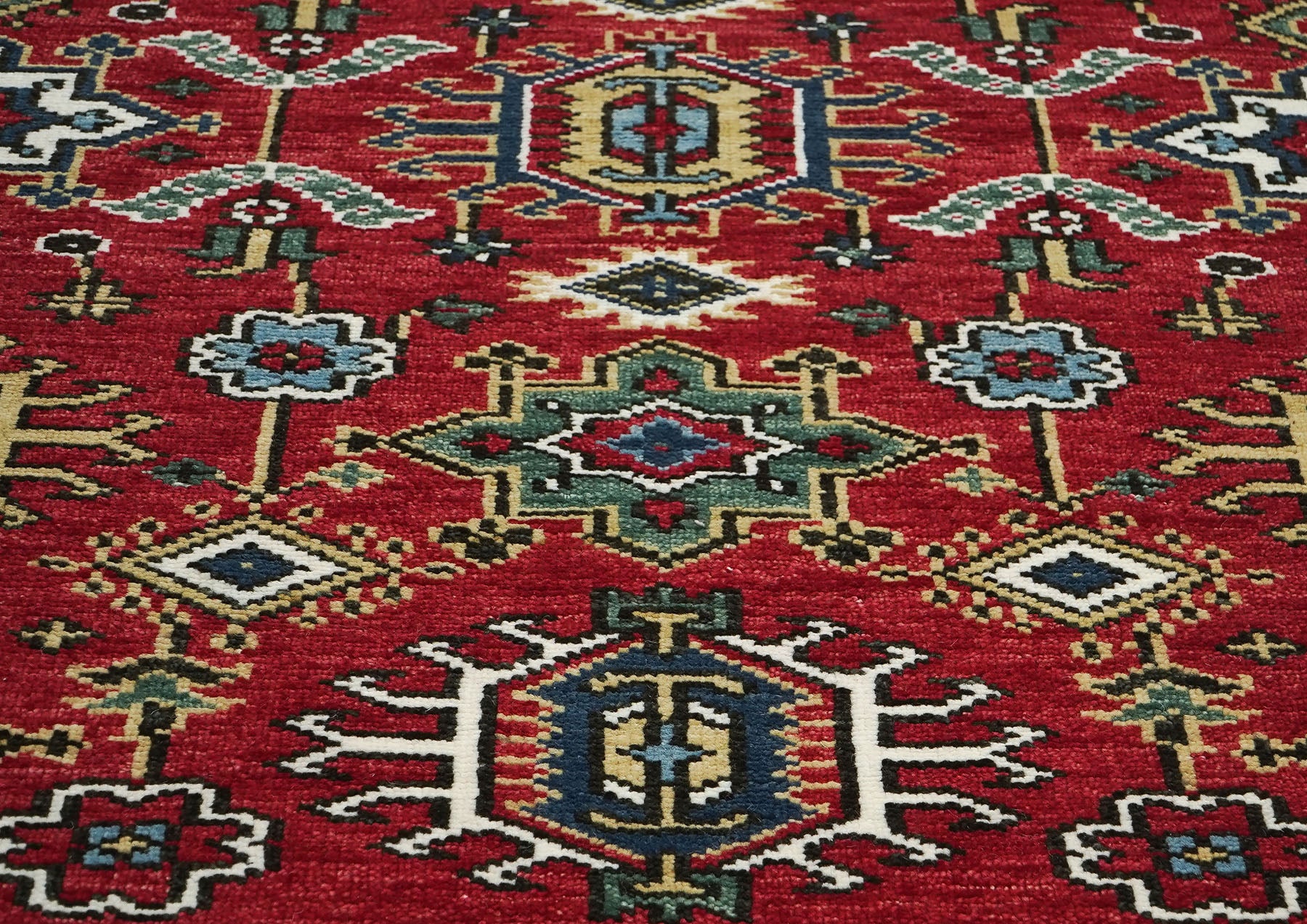 8x10 Red, Navy, Gold Color Hand Knotted Oushak Wool  Oriental Rug