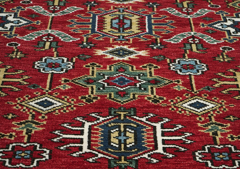 8x10 Red, Navy, Gold Color Hand Knotted Oushak Wool  Oriental Rug