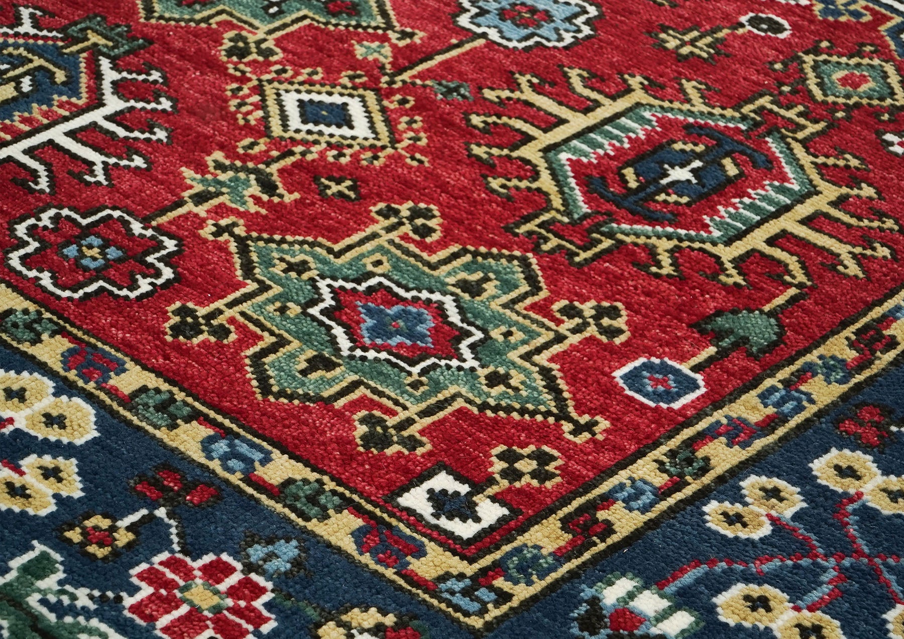 8x10 Red, Navy, Gold Color Hand Knotted Oushak Wool  Oriental Rug