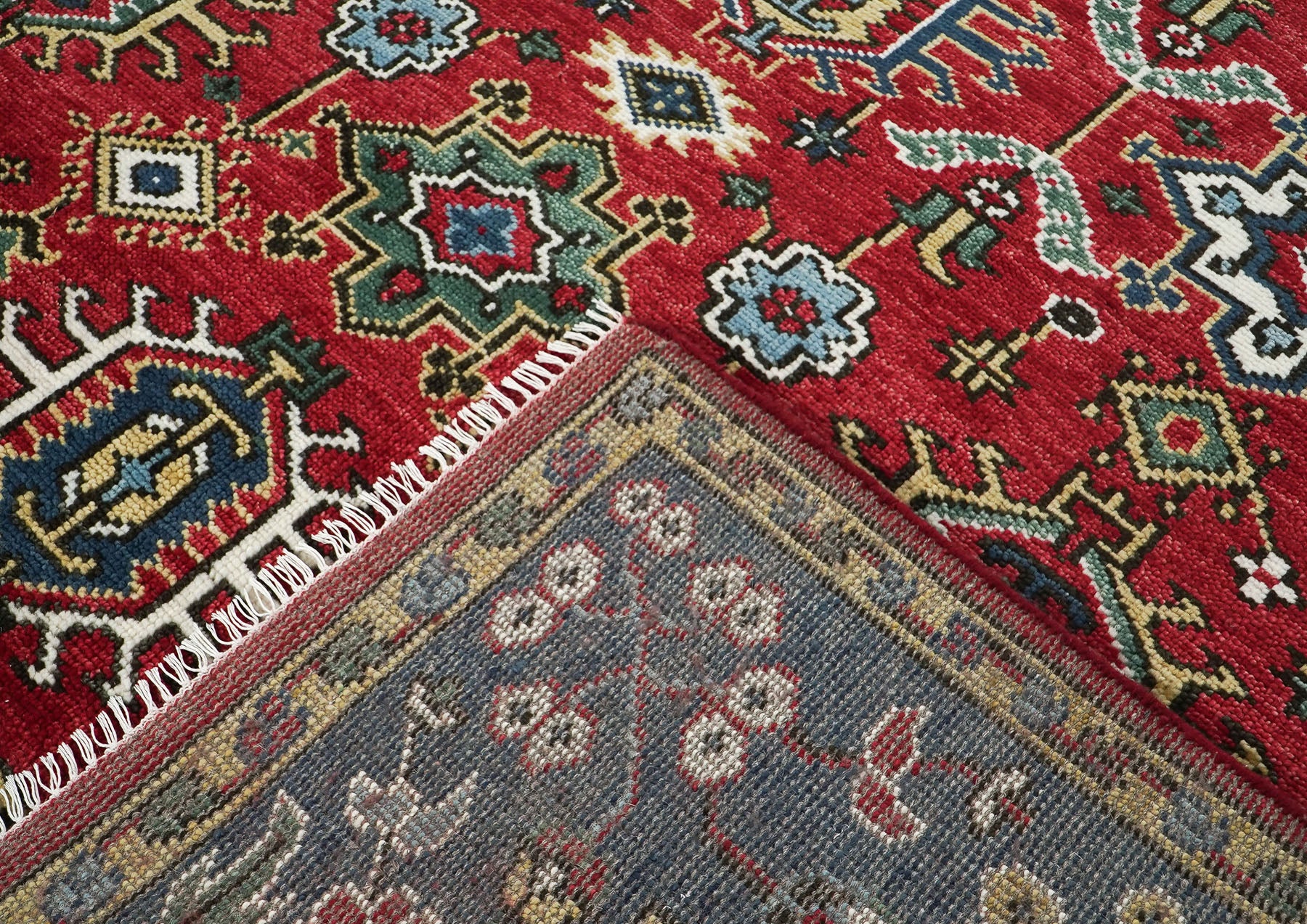 8x10 Red, Navy, Gold Color Hand Knotted Oushak Wool  Oriental Rug