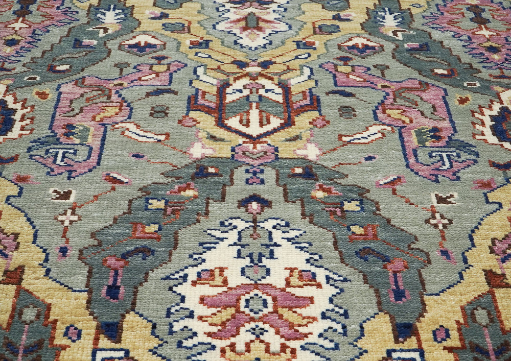 8x10 Gray, Pink, Gold Color Hand Knotted Oushak Wool  Oriental Rug