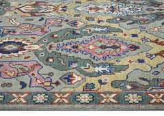 8x10 Gray, Pink, Gold Color Hand Knotted Oushak Wool  Oriental Rug