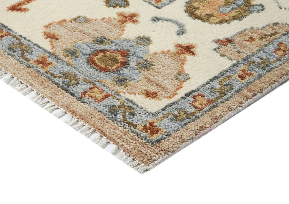 8x10 Mocha, Ivory, Gray Color Hand Knotted Oushak Wool  Oriental Rug