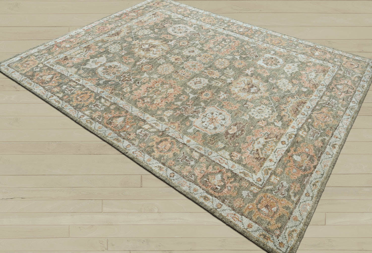 8x10 Moss, Rust, Beige Color Hand Knotted Oushak Wool Traditional Oriental Rug