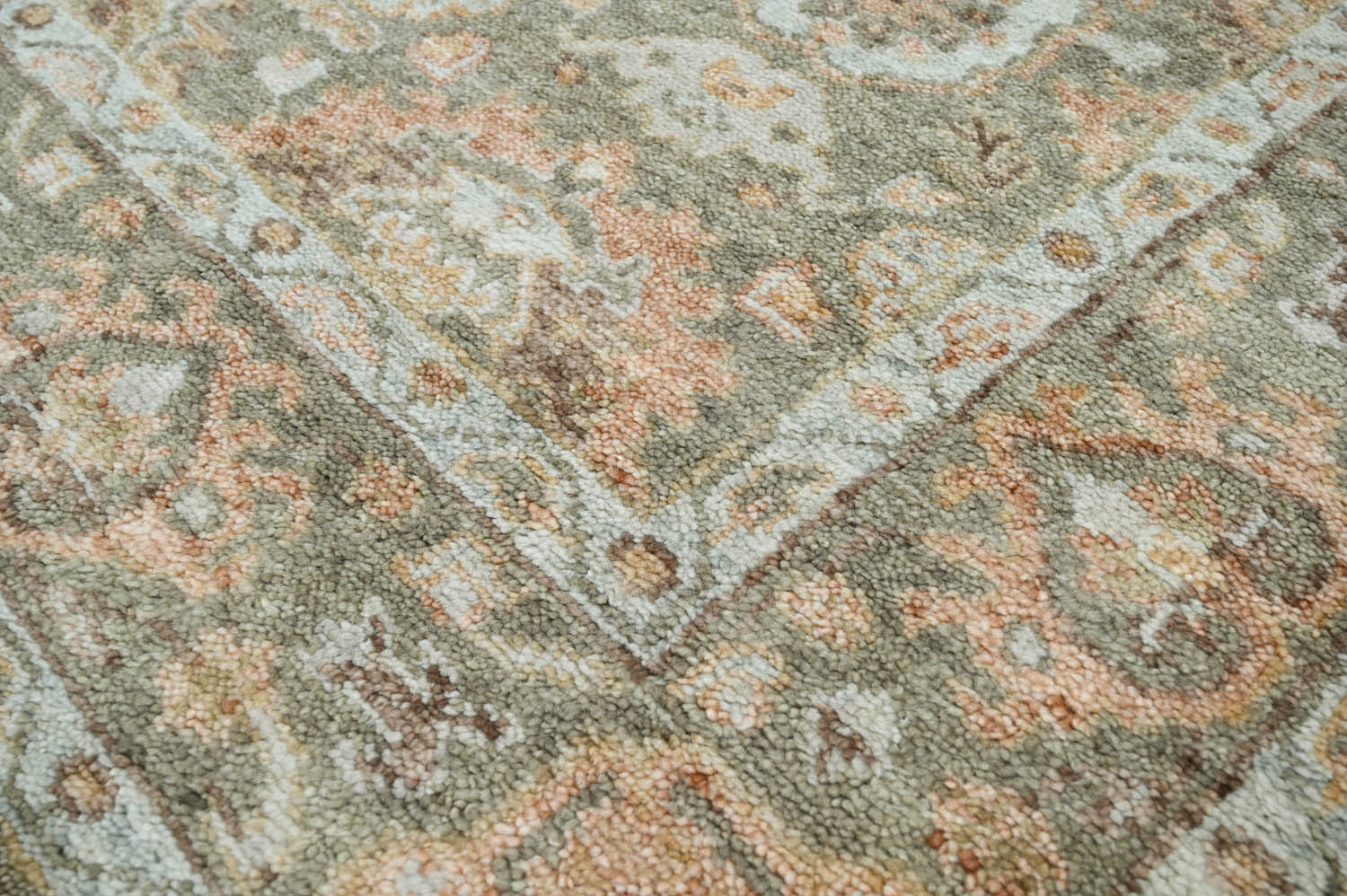 8x10 Moss, Rust, Beige Color Hand Knotted Oushak Wool Traditional Oriental Rug