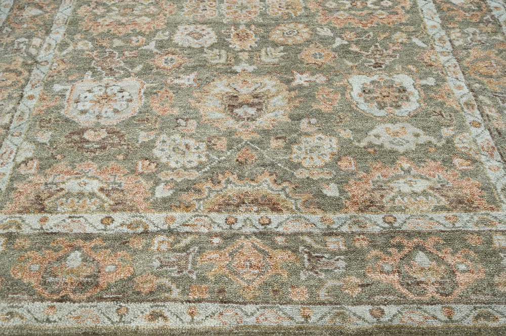8x10 Moss, Rust, Beige Color Hand Knotted Oushak Wool Traditional Oriental Rug