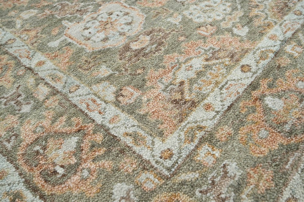 8x10 Moss, Rust, Beige Color Hand Knotted Oushak Wool Traditional Oriental Rug