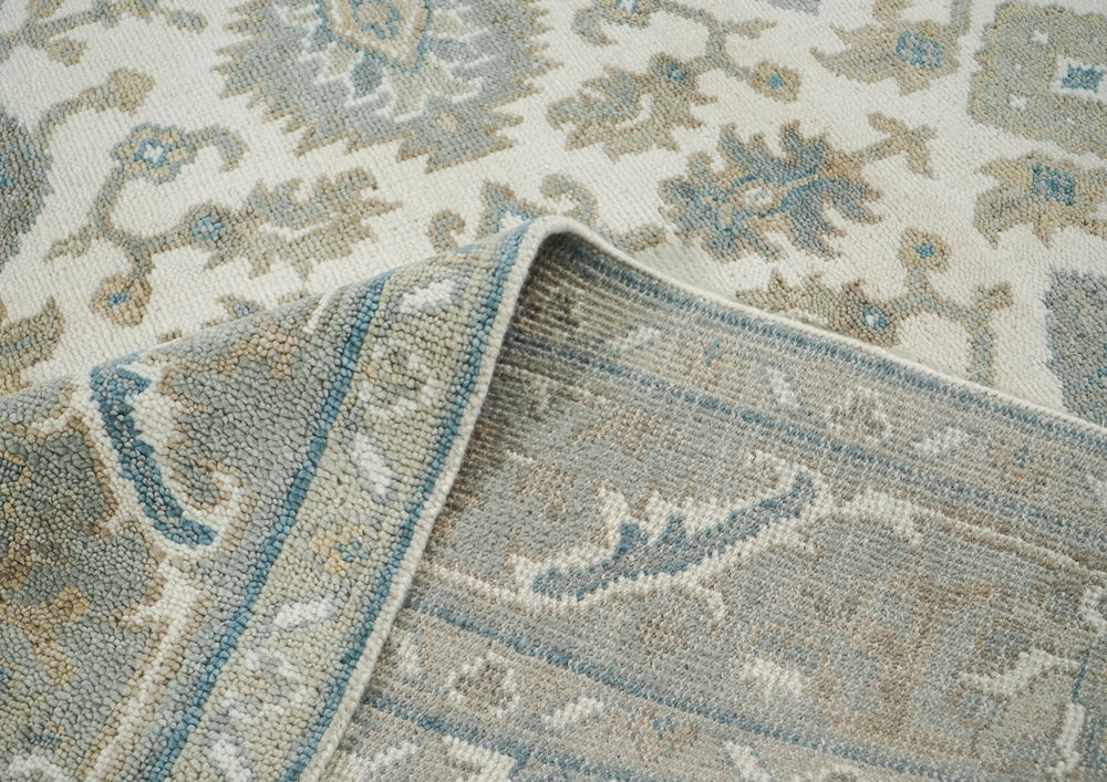 8x10 Ivory, Gray, Taupe Color Hand Knotted Oushak Wool Traditional Oriental Rug