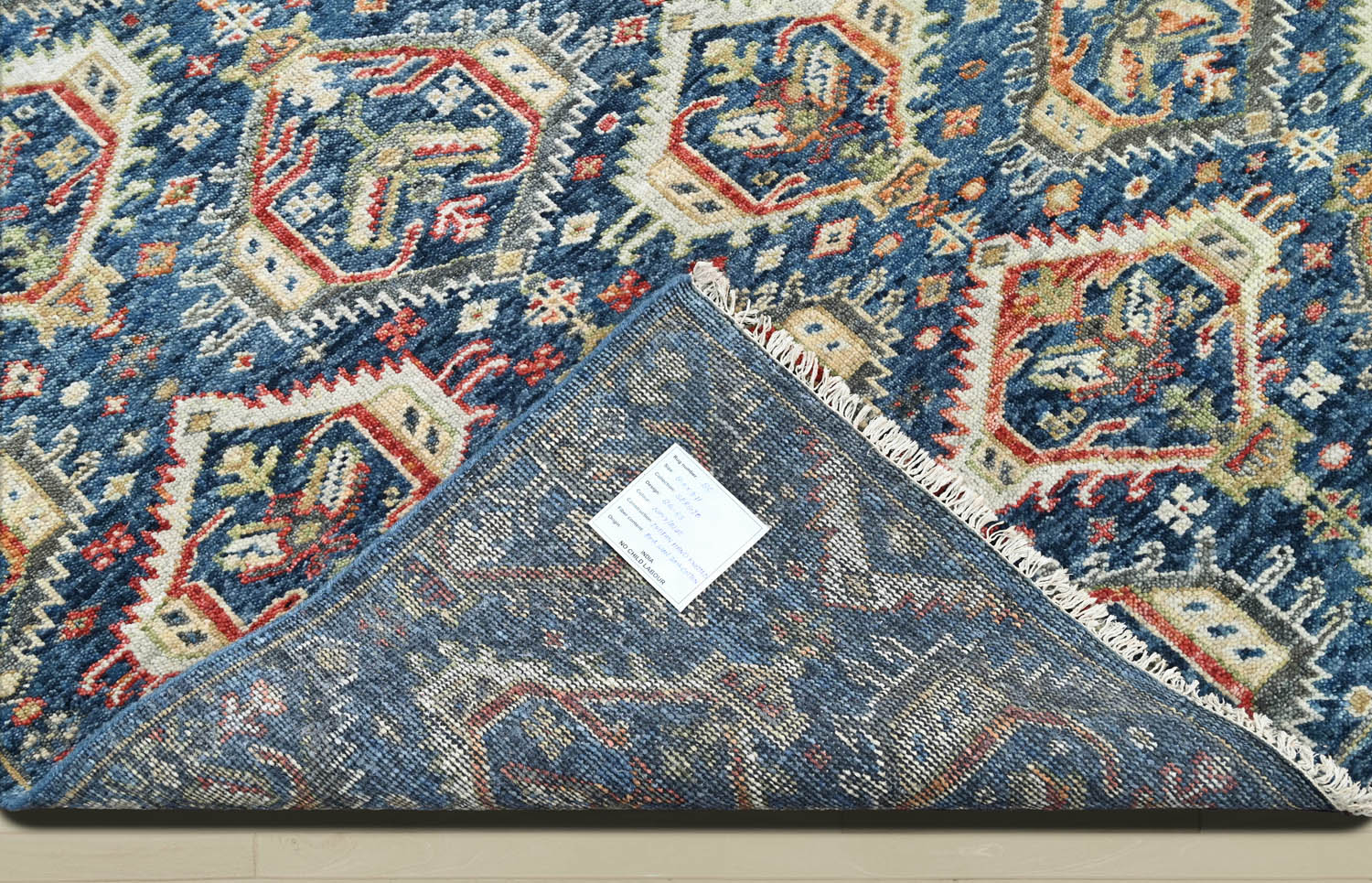 8x10 Navy, Beige, Burnt Orange Color Hand Knotted Oushak Wool Transitional Oriental Rug